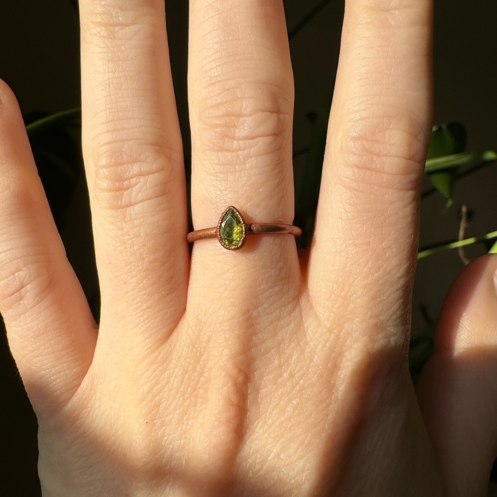 Handmade by local Martha’s Vineyard Artist | Green Peridot and Copper ri…